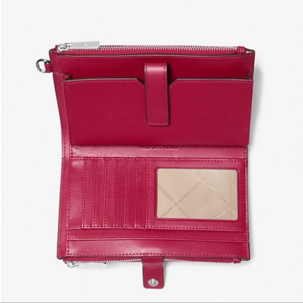 Michael Kors jet set double zip wristlet wallet phone case dk raspberry Multi - Picture 3 of 11